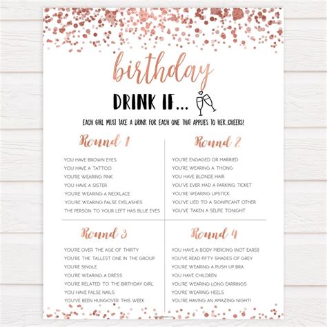 Birthday Drink If Game Printable Birthday Games Drink If Etsy