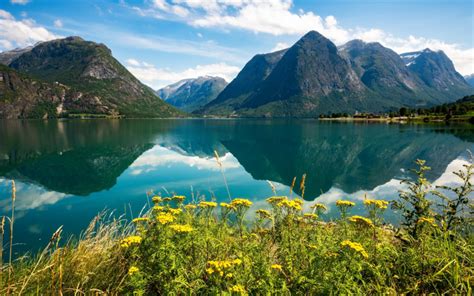 Download Wallpapers Sogn Og Fjordane Mountain Lake Summer Mountain