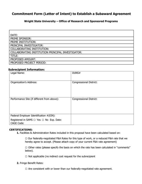 Commitment Forms Pdf