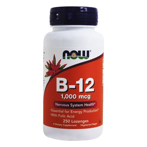Now Foods B12 With Folic Acid 1000 Mcg 250 Lozenges Holly Hill Vitamins