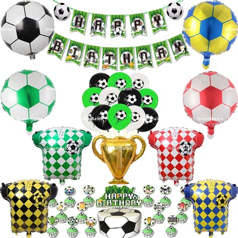 1set Football Foil Balloons Banner Soccer Sports Meet Trophy Fans Latex