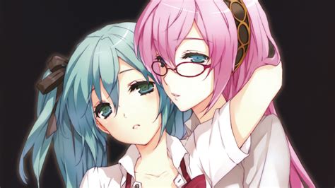 The mix of the two colors is definitely an alluring combination. Anime Girls Aqua Hair Blue Eyes Bows Close-up Faces Glasses Green Band Ornaments Hatsune Miku ...