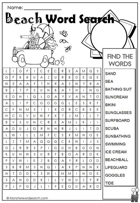 Awesome Beach Word Search Beach Words Kids Word Search Word Puzzles