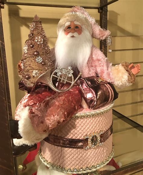 Vintage Glam Pink Santa Claus Karen Didion Santas Pastel Christmas