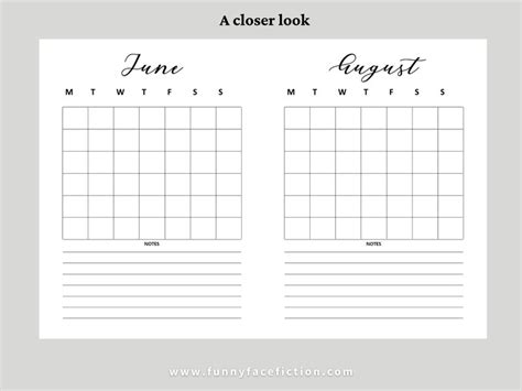 Printable Blank Calendar Printable Blank Monthly Calendar Etsy