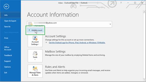 Yahoo Account In Outlook 2016 Using Imap