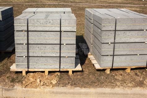 Piled Concrete Curbstones Construction Material For Road Construction