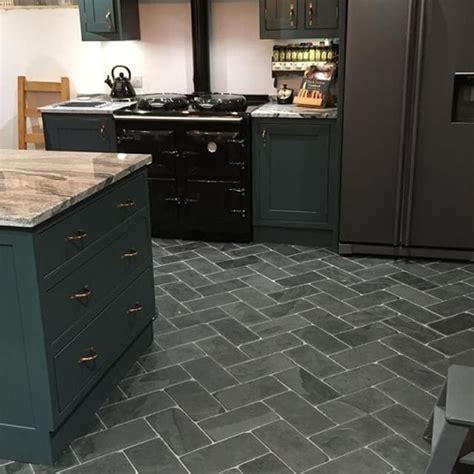 Slate Herringbone Grey Tiles And Flooring Slate Floor Kitchen Slate