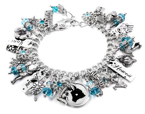 Wonderful I love Hawaii, Hawaiian Charm Bracelet, Hawaiian Island