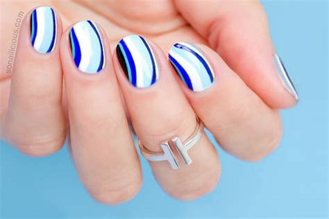 6 Shades Of Blue Nail Art Tutorial