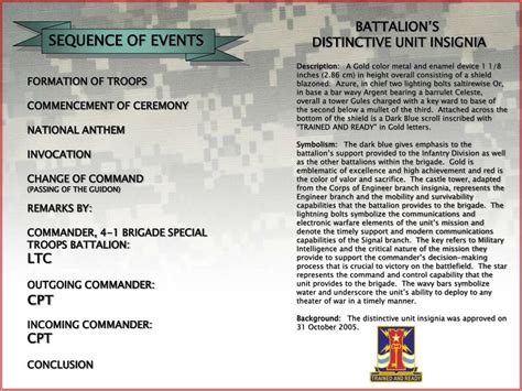 Ppt Change Of Command Ceremony For Hhc 4 1 Brigade Special Troops Bn