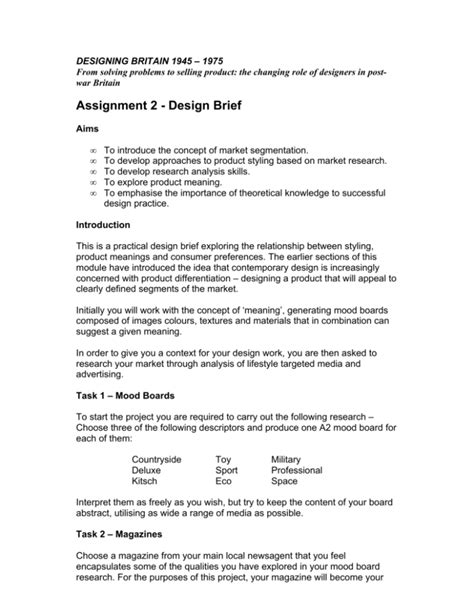 Assignment 2 Design Brief