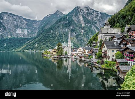 Hallstatt Village And Lake Obertraun Gmunden Austria Stock Photo Alamy