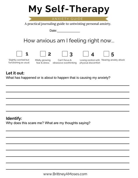 Printable My Self Therapy Anxiety Guide Brittney Moses Anxiety