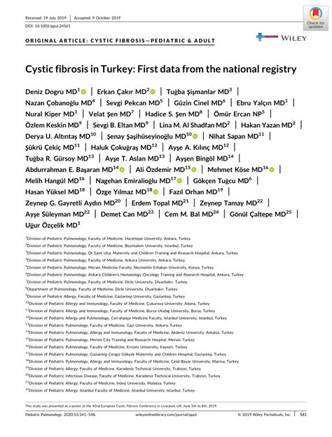 Pdf Cystic Fibrosis In Turkey