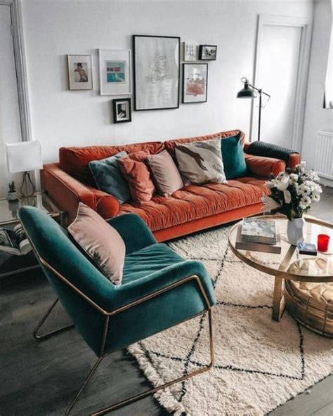 Teal And Rust Living Room