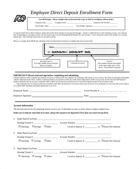 The process of filling out deposit slips varies depending on what you're doing. Free 12 Sample Direct Deposit Forms In Pdf Ms Word Excel