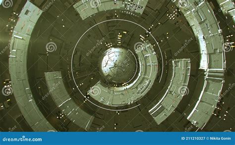 Glowing Green Futuristic Circular Shape 3d Rendering Stock Illustration