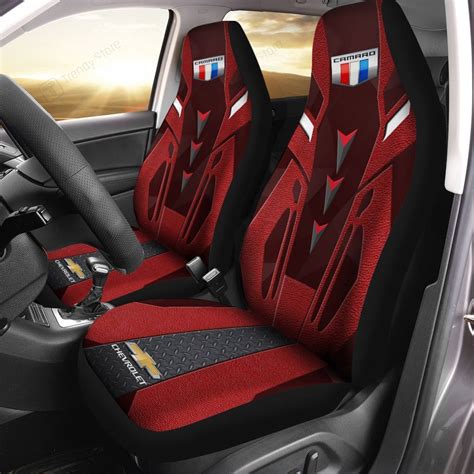 Chevrolet Camaro Car Seat Cover Set Of 2 Ver1 Dark Red