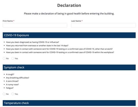 Copies of the travel declaration form in adobe pdf and ms word format. COVID-19 Visitor Declaration Form - Online form templates ...