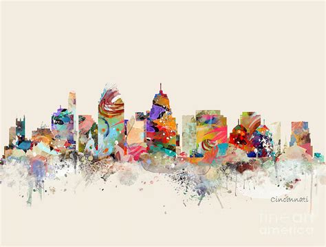 Cincinnati Skyline Painting By Bri Buckley Pixels