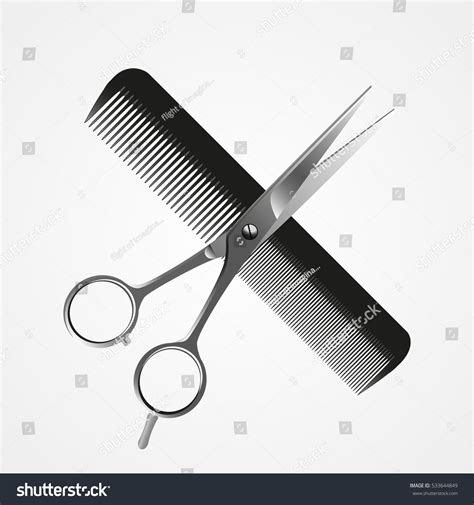 Vector Crossed Scissors Comb Isolated On Stock Vector Royalty Free
