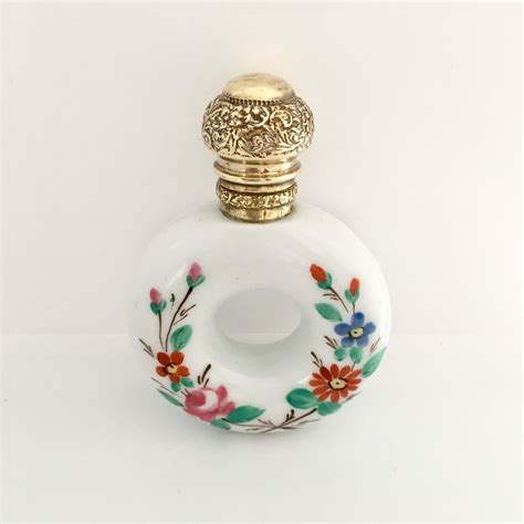 Antique Victorian Hand Painted Porcelain Perfume Bottle Perfume