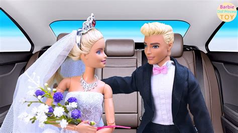 Barbie And Ken Sit On The Wedding Car For A Romantic Wedding The Bride