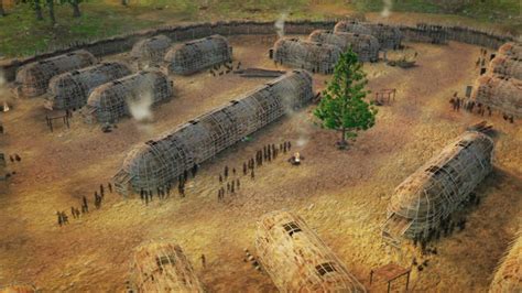 Graphic Depiction Longhouses In Haudenosaunee Settlement From Native