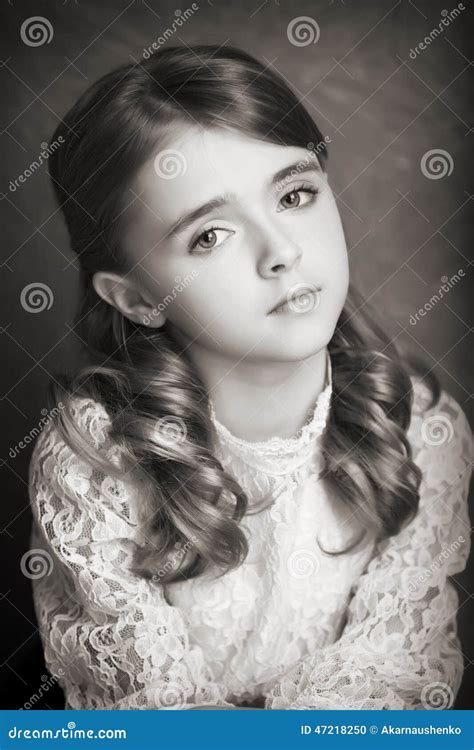 Portrait Of Beautiful Teen Girl Black And White Photography Stock Photo