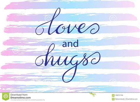 Valentines Day Handwritten Card Vector Lettering Love And Hugs Stock