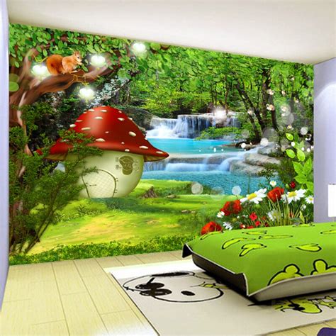 Custom 3d Mural Wallpaper Cartoon Forest Children Kids Bedroom