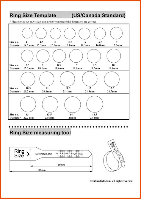 Printable Paper Ring Size Chart Get What You Need For Free