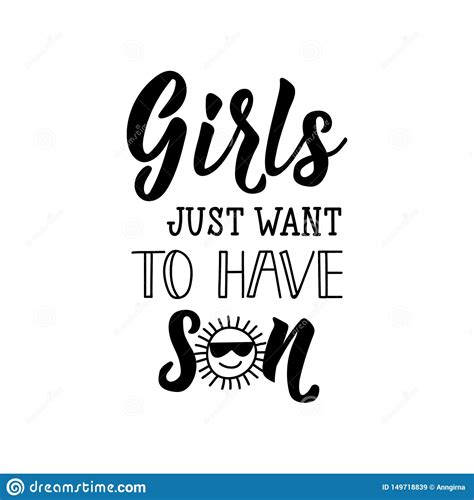 Girls Just Wanna Have Fun Art Vector Lettering With Hand Drawn Girl 176514967