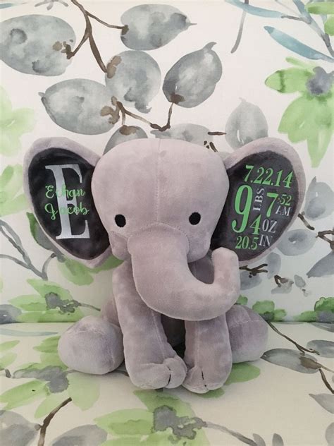 Personalized Birth Elephant Personalized Stuffed Animal Baby | Etsy | Personalized stuffed ...