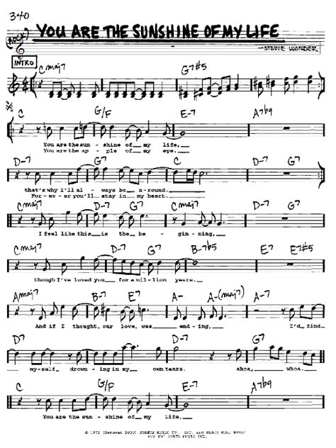 My life my life my life in the sunshine. You Are The Sunshine Of My Life Sheet Music | Stevie ...