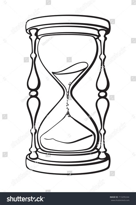 Hourglass Black White Hand Drawn Vector Stock Vector Royalty Free