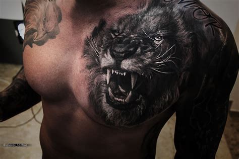 Lion Chest Tattoo Designs For Men By Tattoo Artist Alexei Mikhailov Tattoo Realistic Tattoo Art