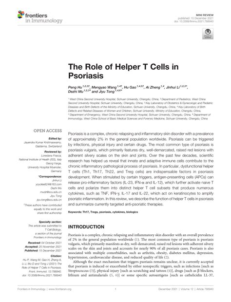Pdf The Role Of Helper T Cells In Psoriasis