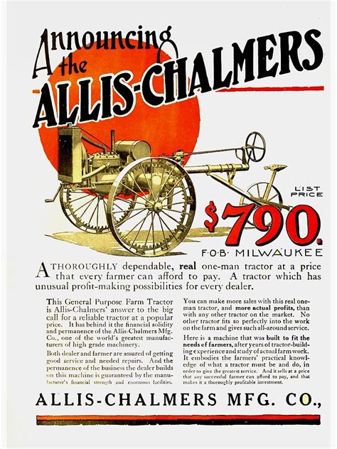 Vintage Allis Chalmers Ad Art Poster Poster For Sale By Mkkessel