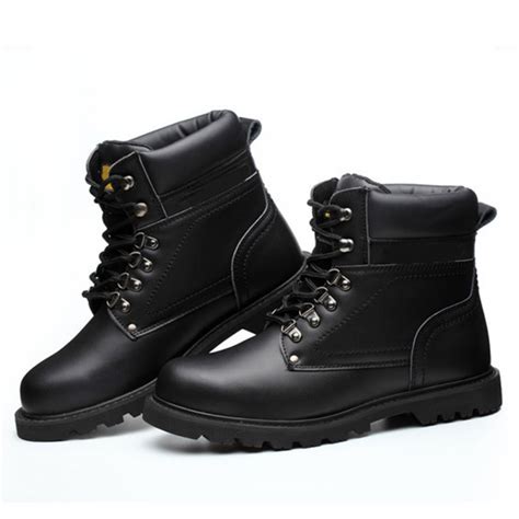 Steel Toe Work Boots For Men Waterproof Leather Safety Shoes Non Slip
