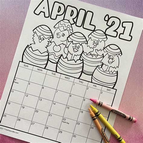Printable April Coloring Calendar In 2021 Coloring Calendar Craft