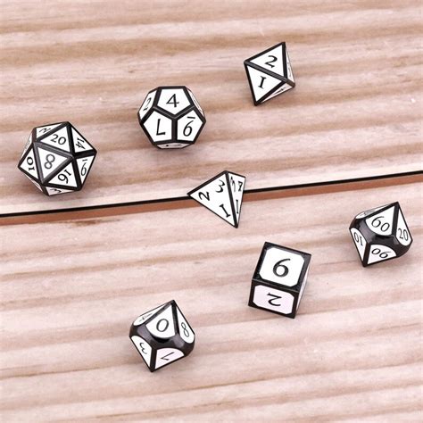7 Pieces Metal Dices Set Dnd Game Polyhedral Solid Metal Dandd Etsy