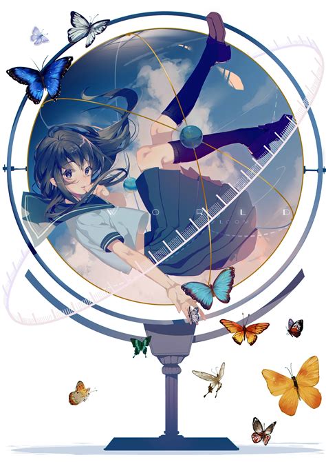 Wallpaper Anime Girls Long Hair Black Hair Butterfly Sailor
