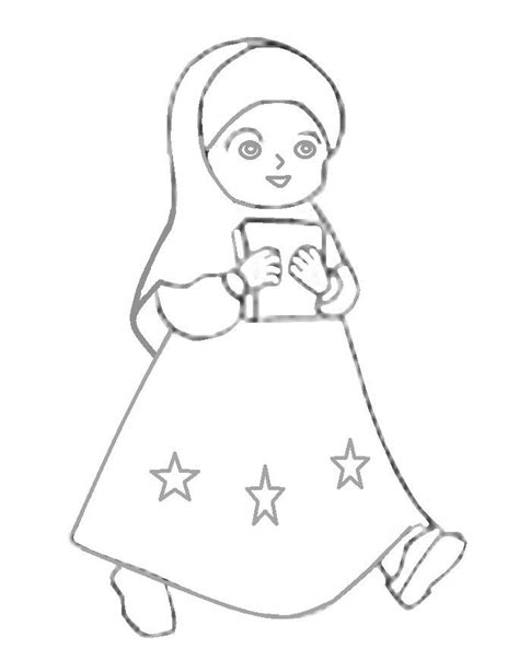 15 kumpulan contoh gambar untuk belajar mewarnai anak tk paud. Mewarnai Gambar Kartun Anak Perempuan Muslimah | Azhan.co