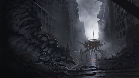 507448 Artwork Fantasy Art Concept Art Robot Creature City Destruction
