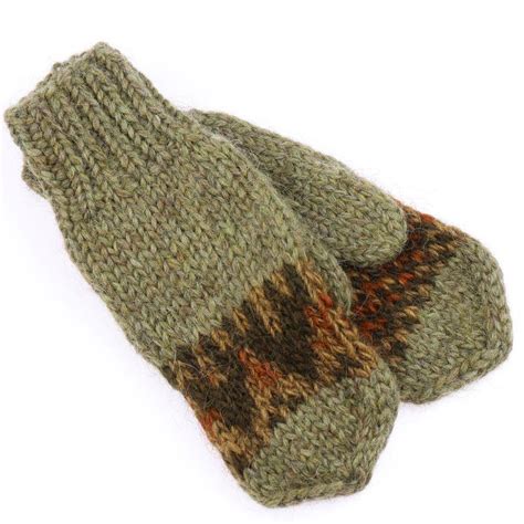 Handknit Icelandic Wool Mittens Green Icelandicstoreis