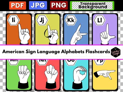 American Sign Language Alphabet Flash Cards Poster Chart Printable Pdf
