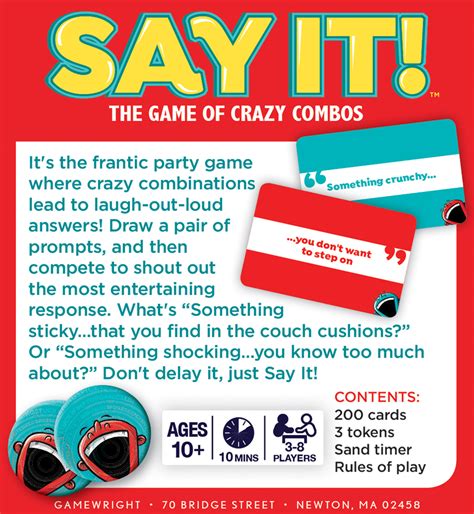 Solids liquids and gases card game a card game for 3 players or 3 groups of players. Say It! | The Game of Crazy Combos | Gamewright