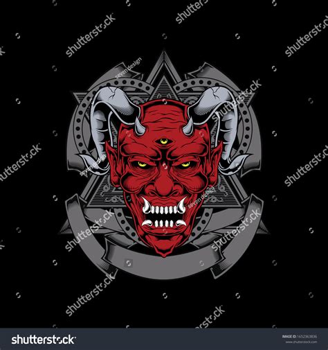 Red Devil Satan Demon Face Horn Stock Vector Royalty Free 1652363836